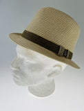 NNEDSZ Dents Mens Straw Hat Toyo Trilby Fedora Summer Sun Stingy Brim  - Natural/Brown - S/M