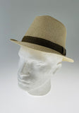 NNEDSZ Dents Mens Straw Hat Toyo Trilby Fedora Summer Sun Stingy Brim  - Natural/Brown - S/M