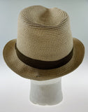 NNEDSZ Dents Mens Straw Hat Toyo Trilby Fedora Summer Sun Stingy Brim  - Natural/Brown - S/M