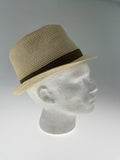NNEDSZ Dents Mens Straw Hat Toyo Trilby Fedora Summer Sun Stingy Brim  - Natural/Brown - S/M