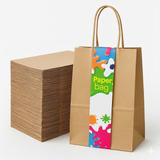 96x Kraft Paper Gift Bags Shopping Carry Craft Brown Bag w/ Handles Bulk (22x16x8cm)