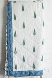 NNEDSZ Kolka Kumudani Quilt 100% Cotton Lotus and Pines Print - Queen Size