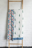 NNEDSZ Kolka Kumudani Quilt 100% Cotton Lotus and Pines Print - Queen Size
