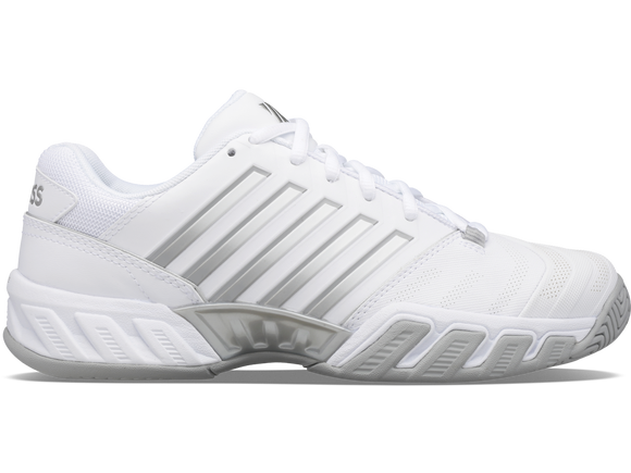 NNEDSZ K-Swiss Womens Bigshot 4 AC Tennis Shoes - White/Silver - US 8.5