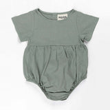 NNEDSZ Ponchik Babies + Kids - Linen Romper - Artichoke Green - Size 2y Only