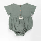 NNEDSZ Ponchik Babies + Kids - Linen Romper - Artichoke Green - Size 2y Only
