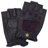 NNEDSZ Dents Womens Half Finger Leather Driving Gloves Lashana Racing Button Glove - Large