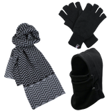 NNEDSZ 3pc 3M Thinsulate Set Mens Black Thermal Windproof Beanie Hat Scarf Gloves