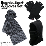 NNEDSZ 3pc 3M Thinsulate Set Mens Black Thermal Windproof Beanie Hat Scarf Gloves