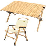 NNEDSZ Chair & Table Set Bamboo Camping Folding Portable Outdoor Picnic Travel BBQ