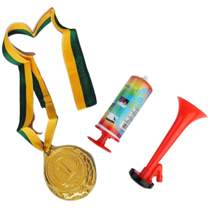 NNEDSZ 1st Gold Medal Winner + Air Horn Party Set School Sports Day Olympics Ribbon