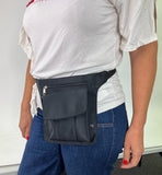 NNEDSZ Waist Bag Utility Travel Belt Bum Bag Adjustable Strap w/ Zipper in Black