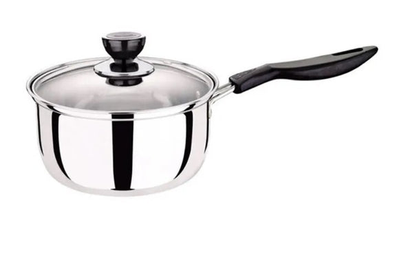 NNEDSZ 14cm Stainless Steel Milk Pot with Glass Lid Coffee Warmer w Handle