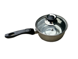 NNEDSZ 14cm Stainless Steel Milk Pot with Glass Lid Coffee Warmer w Handle
