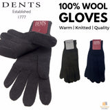 NNEDSZ 100% PURE WOOL GLOVES Winter Snow Ski Plain Knit Knitted Warm MK341 Plain - Navy