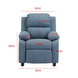 NNEDSZ Erika Blue Kids Recliner Sofa Chair Blue Lounge Couch Armchair Childrens