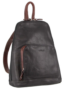 NNEDSZ Milleni Womens Bag Italian Leather Soft Nappa Leather Backpack Travel - Black/Chestnut