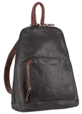 NNEDSZ Milleni Womens Bag Italian Leather Soft Nappa Leather Backpack Travel - Black/Chestnut