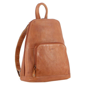 NNEDSZ Milleni Genuine Italian Leather Soft Nappa Leather Backpack Bag Travel - Cognac