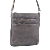 NNEDSZ Milleni Ladies Nappa Leather Zip Closure Cross Body Bag Travel - Slate