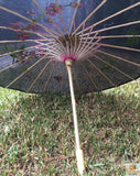 NNEDSZ PARASOL UMBRELLA Chinese Japanese Bamboo Flower Pattern Fabric 80cm Diameter - Black