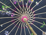 NNEDSZ PARASOL UMBRELLA Chinese Japanese Bamboo Flower Pattern Fabric 80cm Diameter - Black