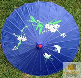 NNEDSZ PARASOL UMBRELLA Chinese Japanese Bamboo Flower Pattern Fabric 80cm Diameter - Blue