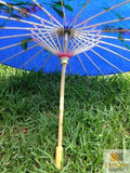 NNEDSZ PARASOL UMBRELLA Chinese Japanese Bamboo Flower Pattern Fabric 80cm Diameter - Blue