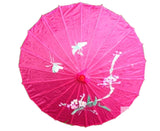 NNEDSZ PARASOL UMBRELLA Chinese Japanese Bamboo Flower Pattern Fabric 80cm Diameter - Hot Pink