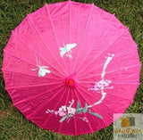 NNEDSZ PARASOL UMBRELLA Chinese Japanese Bamboo Flower Pattern Fabric 80cm Diameter - Hot Pink