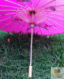 NNEDSZ PARASOL UMBRELLA Chinese Japanese Bamboo Flower Pattern Fabric 80cm Diameter - Hot Pink