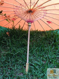NNEDSZ PARASOL UMBRELLA Chinese Japanese Bamboo Flower Pattern Fabric 80cm Diameter - Orange
