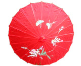 NNEDSZ PARASOL UMBRELLA Chinese Japanese Bamboo Flower Pattern Fabric 80cm Diameter - Red