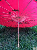 NNEDSZ PARASOL UMBRELLA Chinese Japanese Bamboo Flower Pattern Fabric 80cm Diameter - Red