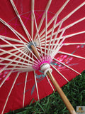 NNEDSZ PARASOL UMBRELLA Chinese Japanese Bamboo Flower Pattern Fabric 80cm Diameter - Red