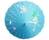 NNEDSZ PARASOL UMBRELLA Chinese Japanese Bamboo Flower Pattern Fabric 80cm Diameter - Sky Blue