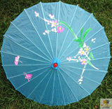 NNEDSZ PARASOL UMBRELLA Chinese Japanese Bamboo Flower Pattern Fabric 80cm Diameter - Sky Blue