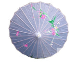 NNEDSZ PARASOL UMBRELLA Chinese Japanese Bamboo Flower Pattern Fabric 80cm Diameter - White