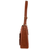 NNEDSZ Pierre Cardin Leather Briefcase Bag Tote Laptop Rustic Satchel Travel - Cognac