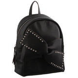 NNEDSZ Milleni Black Leather Look Backpack Bag with Bow Detail