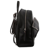 NNEDSZ Milleni Black Leather Look Backpack Bag with Bow Detail