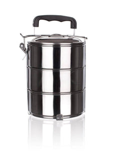 NNEDSZ Stackable 3-Tier Stainless Steel Lunch Bento Box Tiffin Storage Pot - 23cm x 15cm