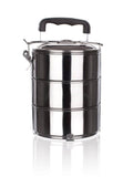 NNEDSZ Stackable 3-Tier Stainless Steel Lunch Bento Box Tiffin Storage Pot - 23cm x 15cm