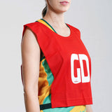 NNEDSZ 7pcs Set of Summit Netball Bibs Senior Team Pack Bulk Net Ball - Red Colour