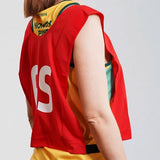 NNEDSZ 7pcs Set of Summit Netball Bibs Senior Team Pack Bulk Net Ball - Red Colour