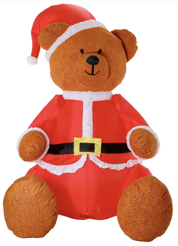 NNEDSZ 275cm Xmas Christmas Charm Deluxe Inflatable Plush Bear w/ LED Lights  Decoration
