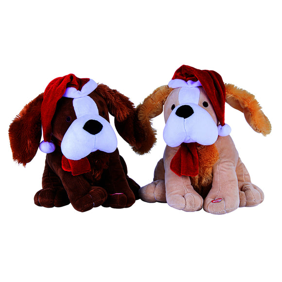 NNEDSZ 30cm Christmas Xmas Musical Dog Santa Hat Jingle Bells Decoration