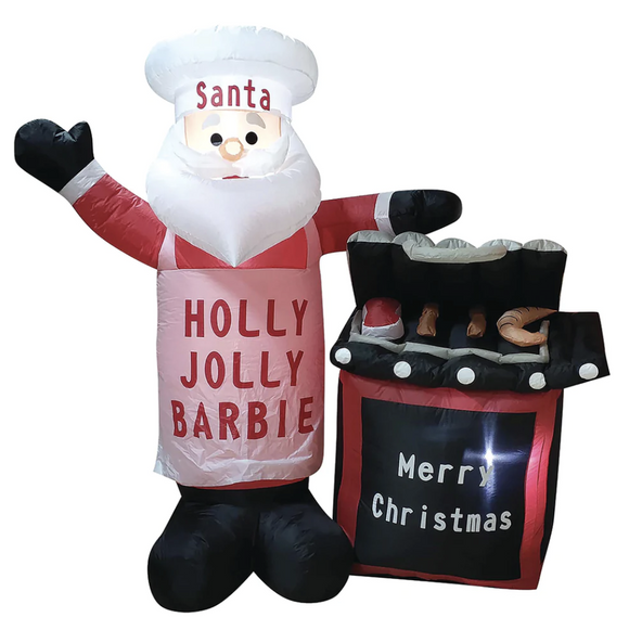 NNEDSZ 150cm Xmas Father Christmas Charm Inflatable Santa Claus BBQ Barbecue Décor