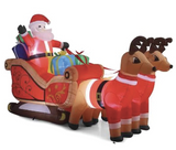 NNEDSZ 320cm Xmas Father Christmas Charm Santa Sleigh With Reindeer + LED Lights Inflatable