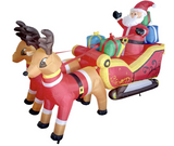 NNEDSZ 320cm Xmas Father Christmas Charm Santa Sleigh With Reindeer + LED Lights Inflatable